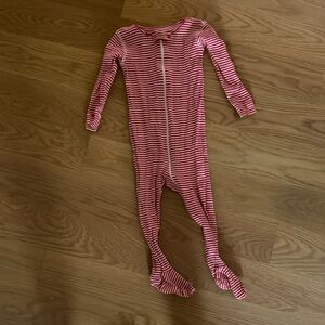 Primary red and White Striped Kids Footie 12-18M